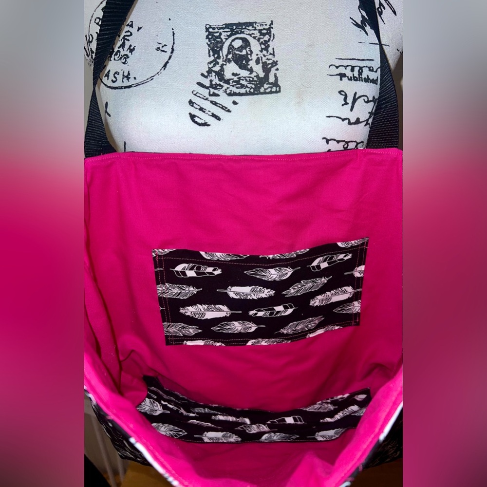 Stylish Pink and Black Tote Bag